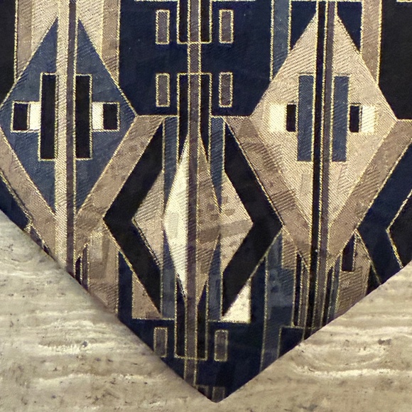 Zylos George Machado 100% Silk Tie Print Abstract Tan and Black Extra Long 63" - Picture 12 of 12